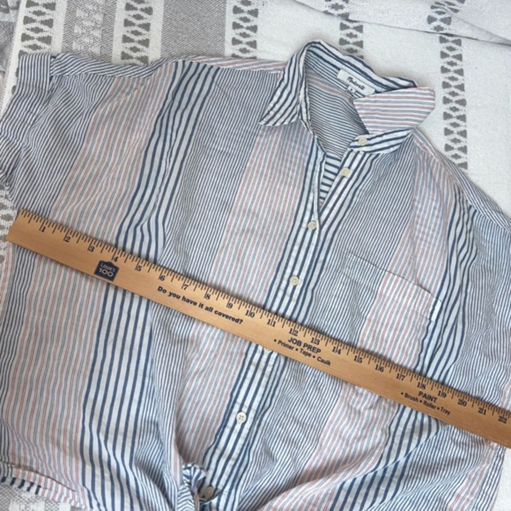 Madewell Button Up Shirt Striped Nautical Coastal‎ Americana Tie-Front Women's M - Picture 9 of 9